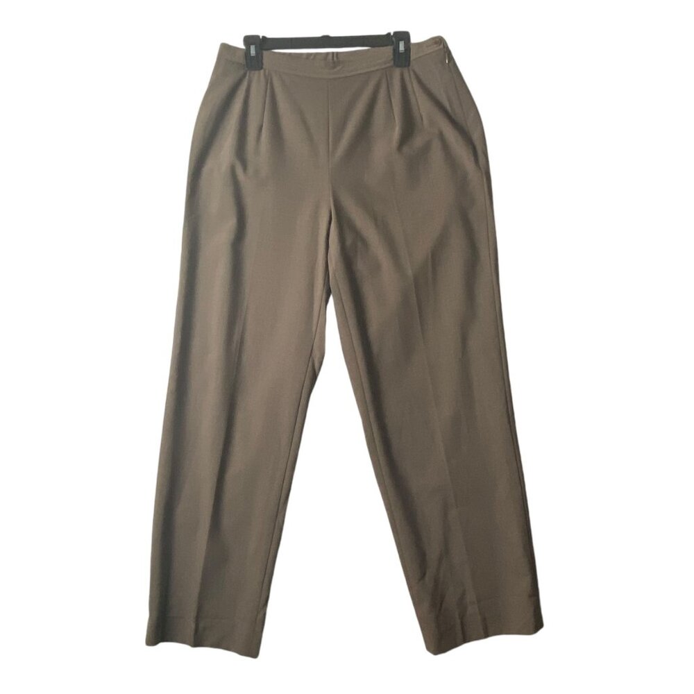 Talbots Classic Fit Stretch Trousers Dress Pants Women Size 12W Wool Blend Brown